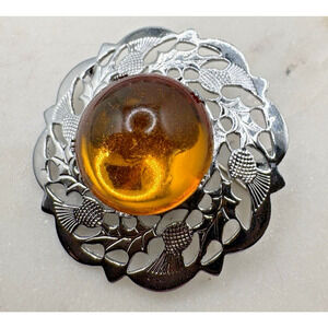 Vintage Antique Genuine BALTIC AMBER Honey Brooch Pin 8.15g